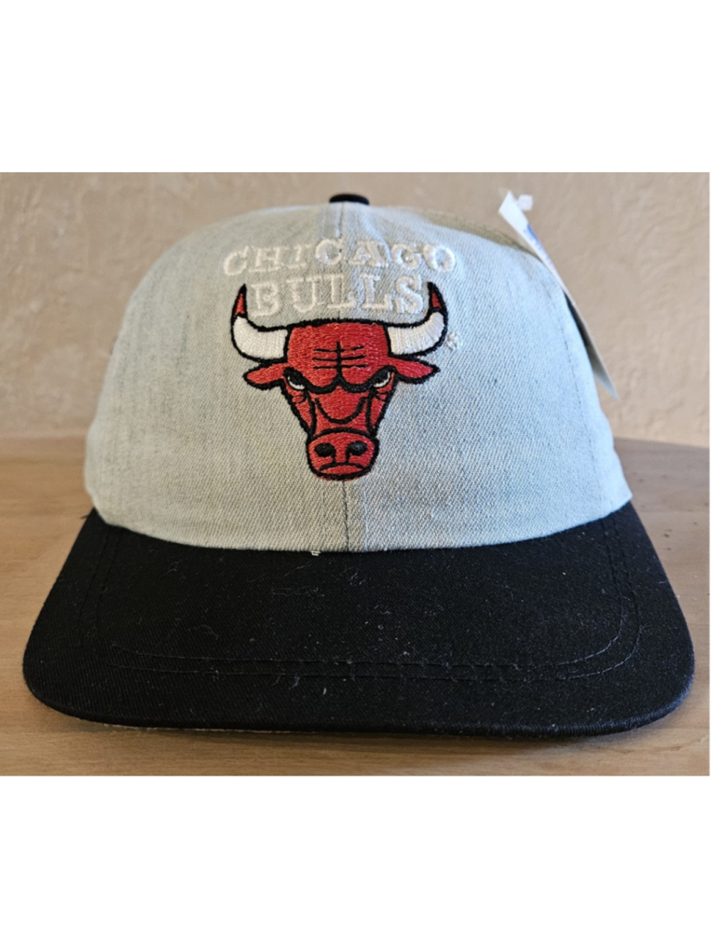 Vintage 90s Chicago Bulls AJD Denim Strapback Hat Youth NWT NBA Licensed